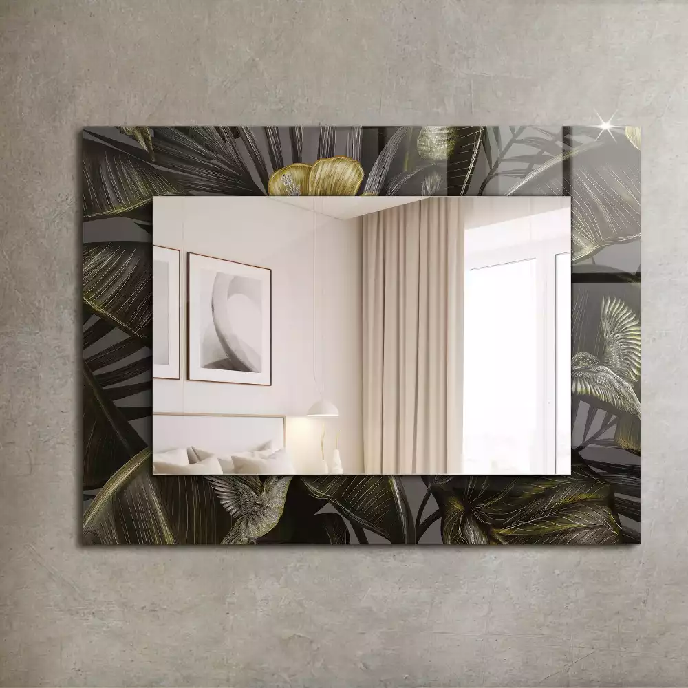 Lustro dekoracyjne prostokątne z motywem kwiatów i kolibrów