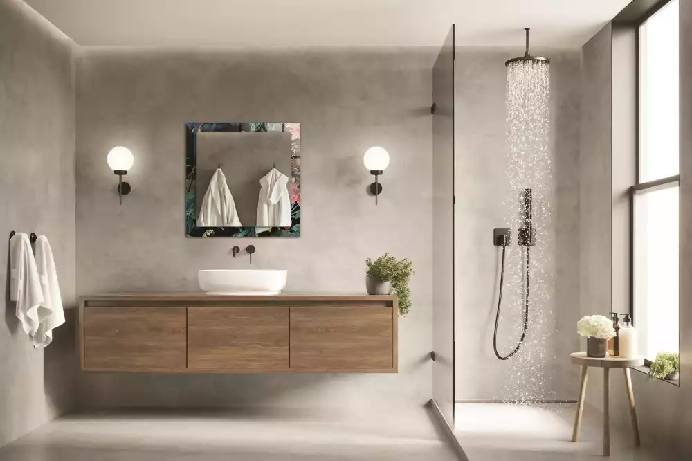 Lustro prostokątne z nadrukiem przedstawiającym tygrysy i papugi w dżunglowym motywie