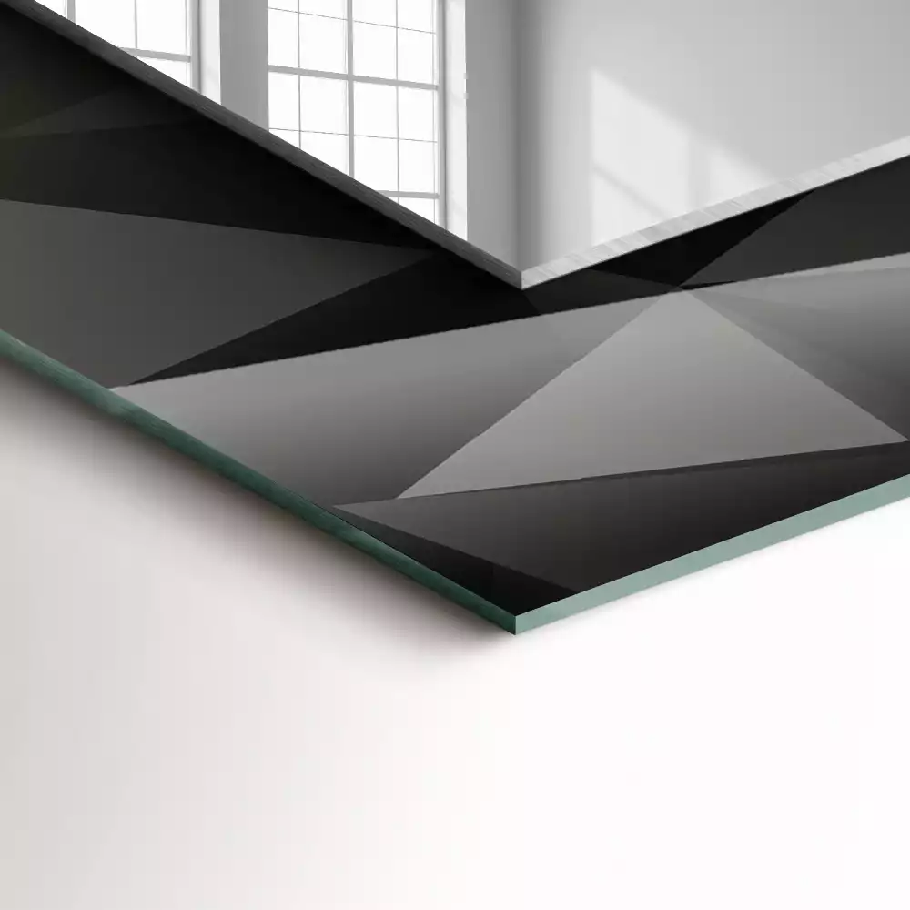 Lustro dekoracyjne z nadrukiem z czarnymi geometrycznymi kształtami