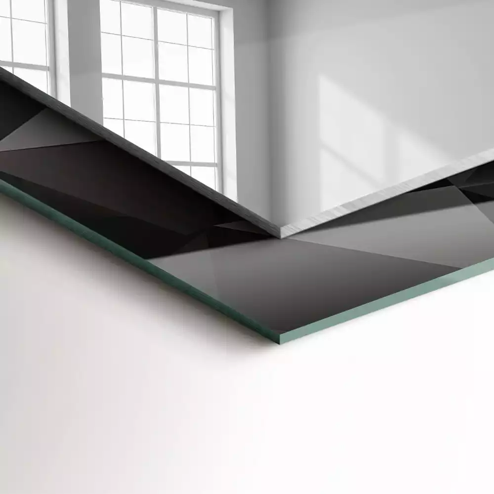 Lustro dekoracyjne z nadrukiem z czarnymi geometrycznymi kształtami