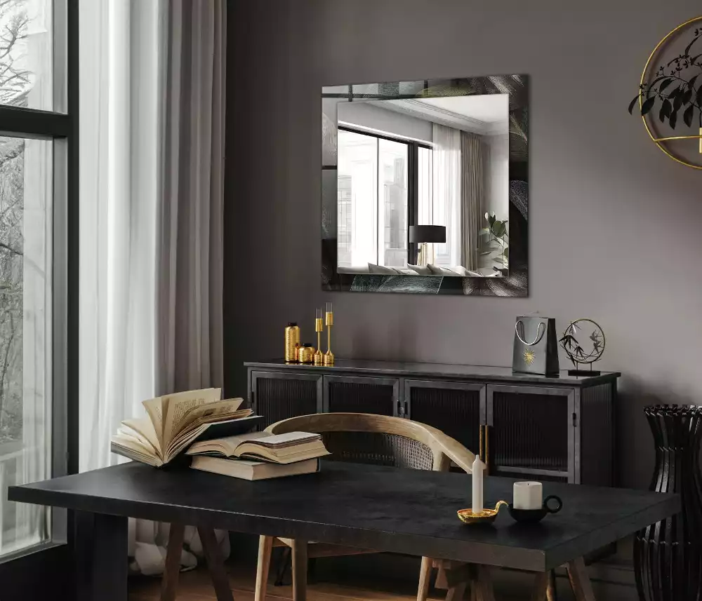 Lustro dekoracyjne z motywem kolorowych liści roślin