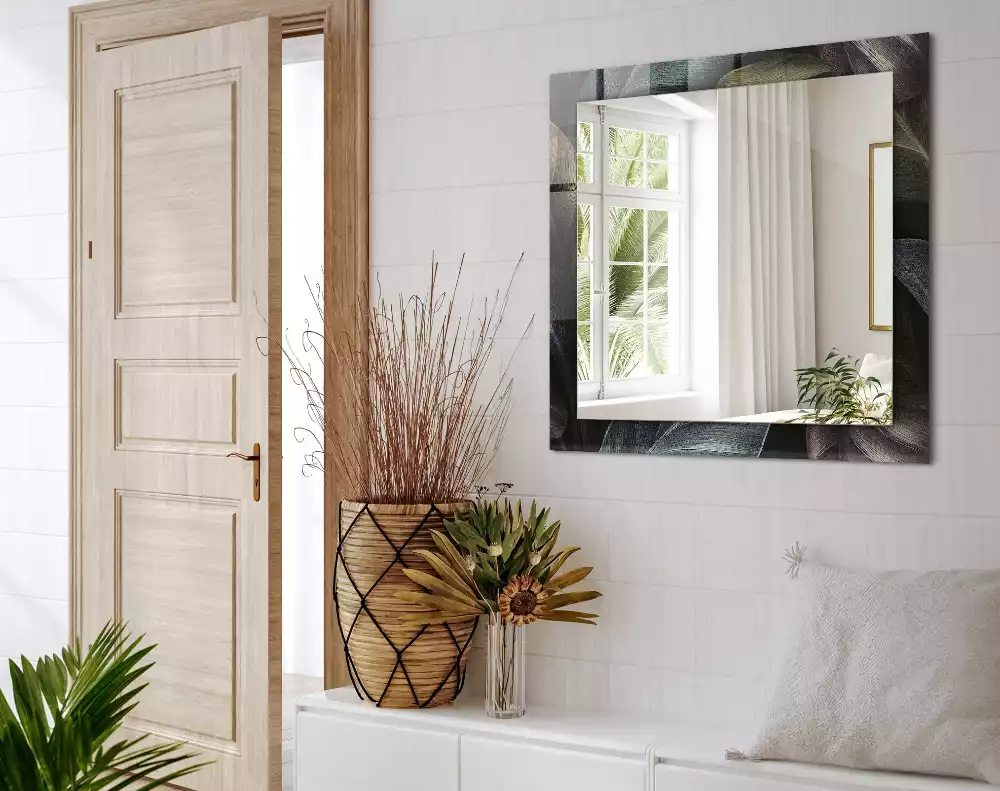 Lustro dekoracyjne z motywem kolorowych liści roślin