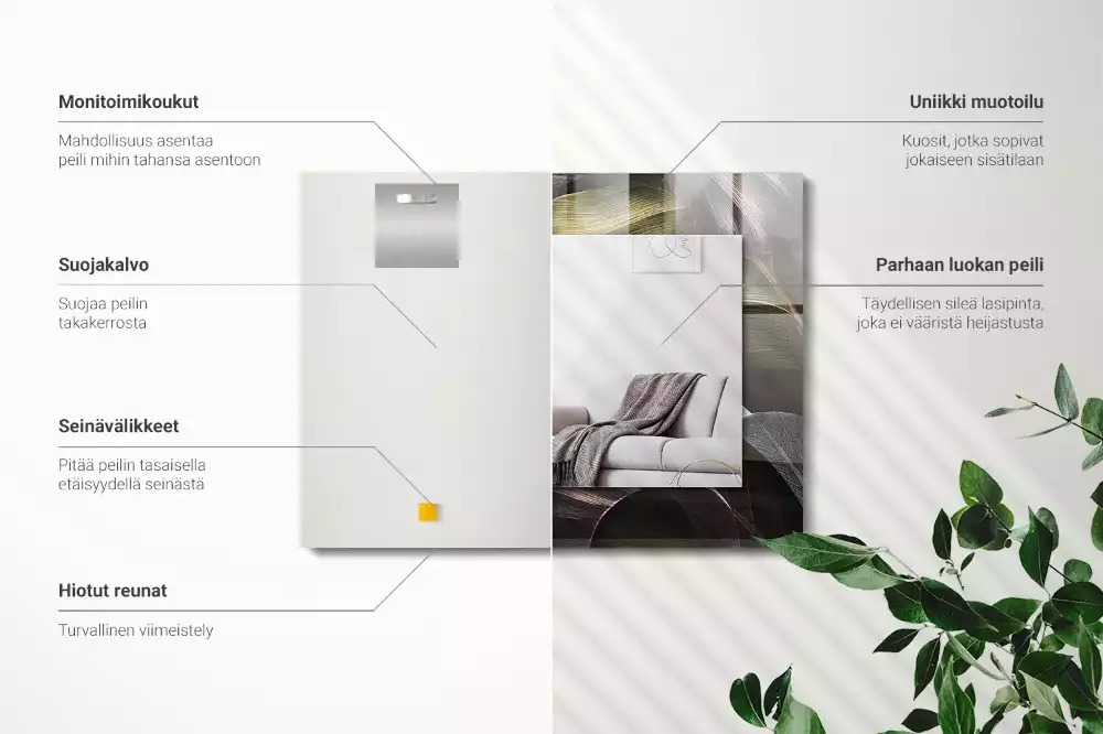 Lustro dekoracyjne z motywem kolorowych liści roślin