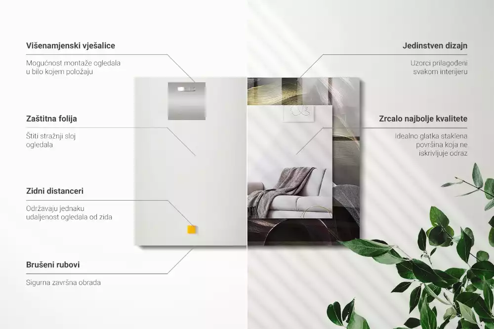 Lustro dekoracyjne z motywem kolorowych liści roślin