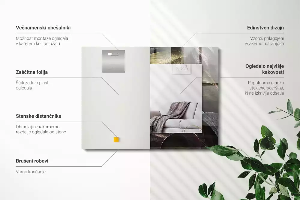 Lustro dekoracyjne z motywem kolorowych liści roślin