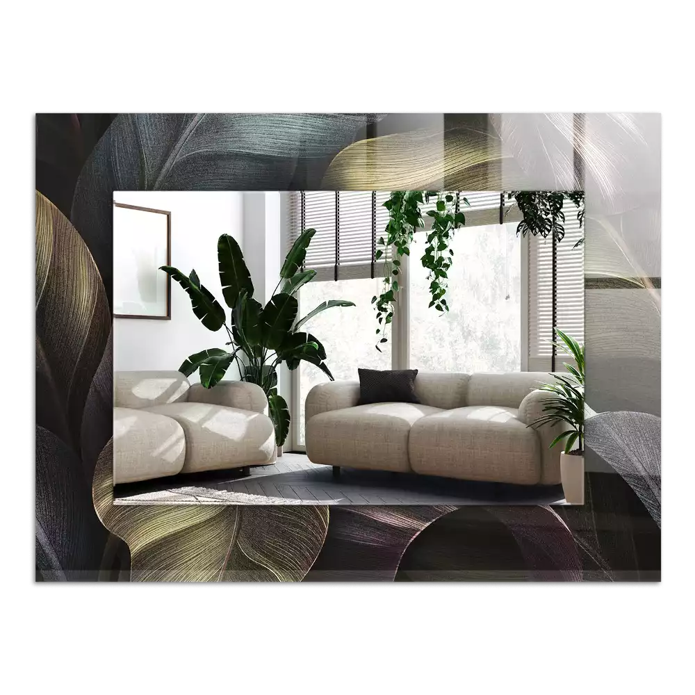 Lustro dekoracyjne z motywem kolorowych liści roślin