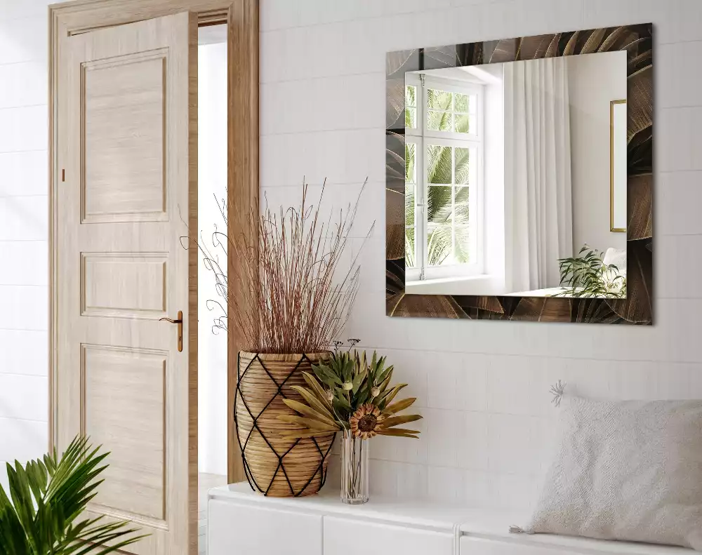 Lustro z nadrukiem z motywem tropikalnych liści