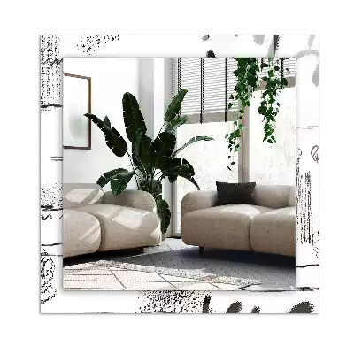 Lustro prostokątne z nadrukiem w abstrakcyjny nowoczesny wzór szlaczków