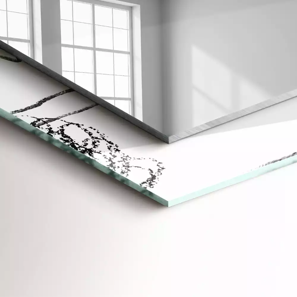 Lustro prostokątne z nadrukiem w abstrakcyjny nowoczesny wzór szlaczków