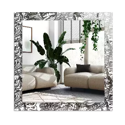 Lustro dekoracyjne prostokątne z czarno-białym nadrukiem