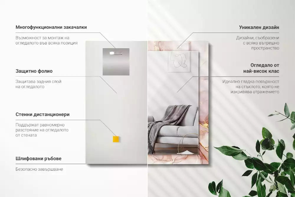 Lustro prostokątne z nadrukiem w stylu abstrakcyjnej akwareli