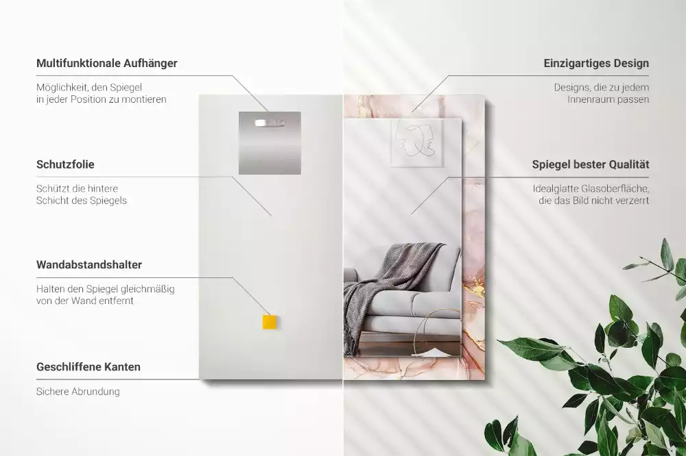 Lustro prostokątne z nadrukiem w stylu abstrakcyjnej akwareli