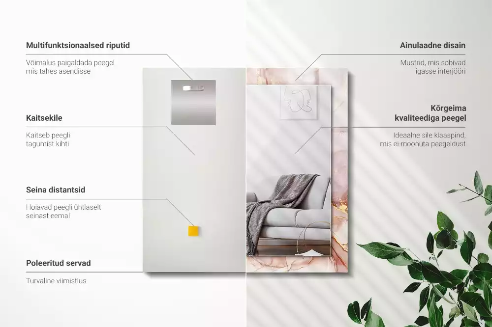 Lustro prostokątne z nadrukiem w stylu abstrakcyjnej akwareli