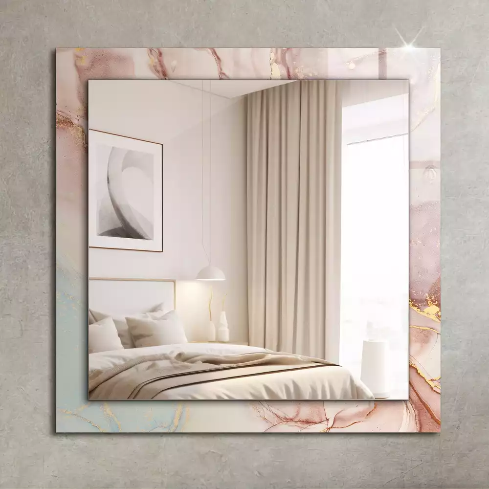 Lustro prostokątne z nadrukiem w stylu abstrakcyjnej akwareli