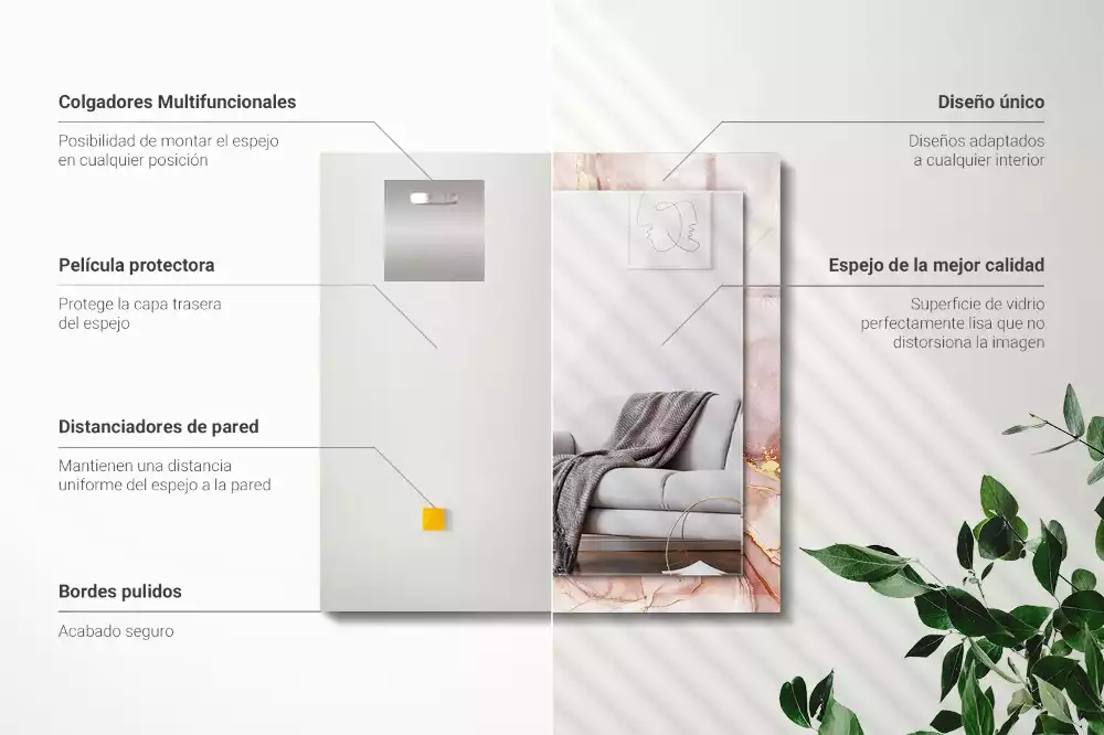 Lustro prostokątne z nadrukiem w stylu abstrakcyjnej akwareli