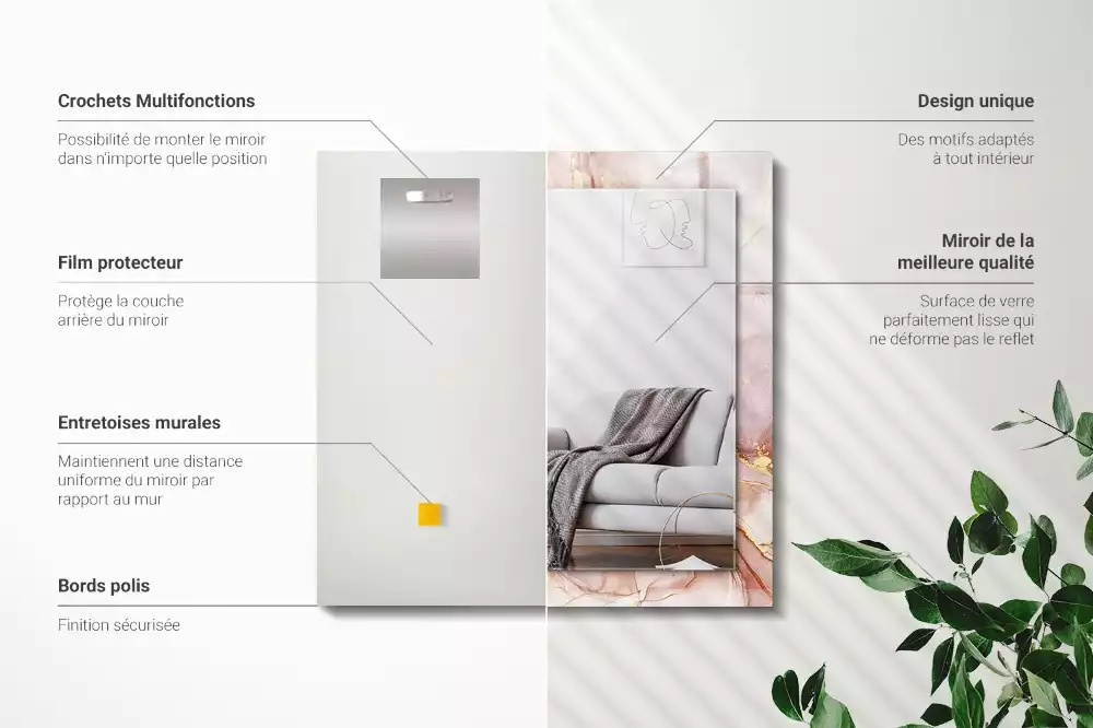 Lustro prostokątne z nadrukiem w stylu abstrakcyjnej akwareli