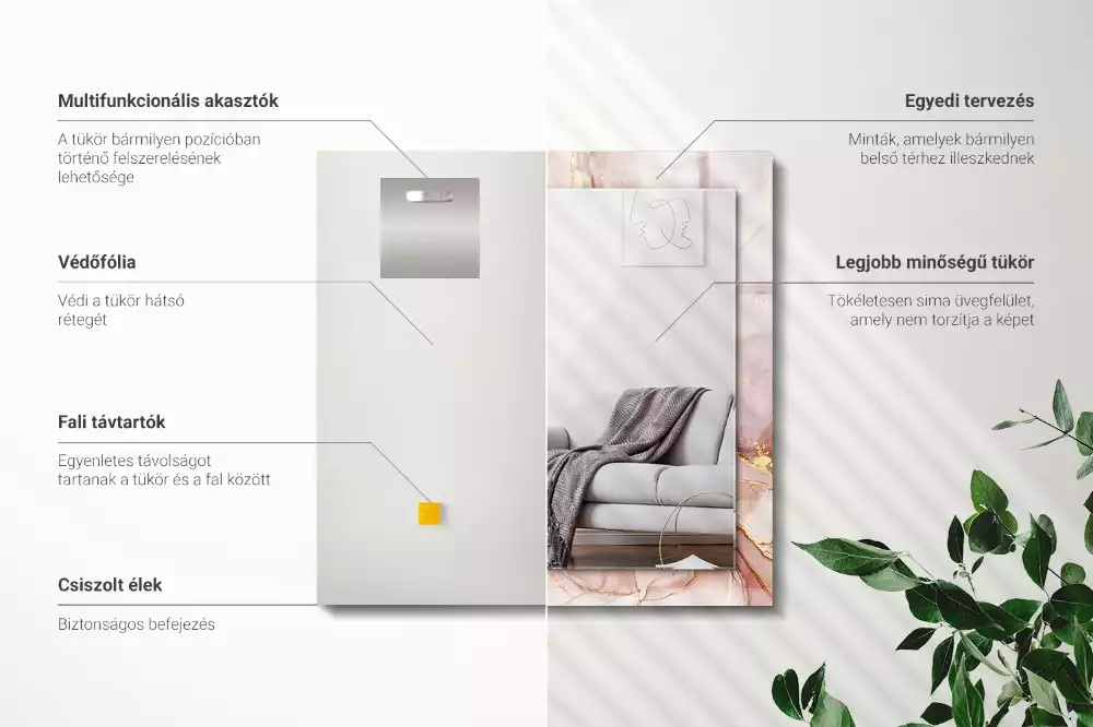 Lustro prostokątne z nadrukiem w stylu abstrakcyjnej akwareli