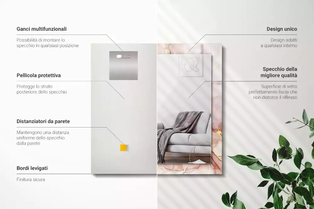 Lustro prostokątne z nadrukiem w stylu abstrakcyjnej akwareli