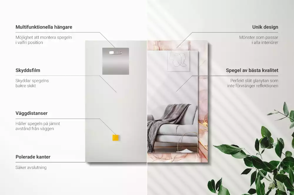 Lustro prostokątne z nadrukiem w stylu abstrakcyjnej akwareli