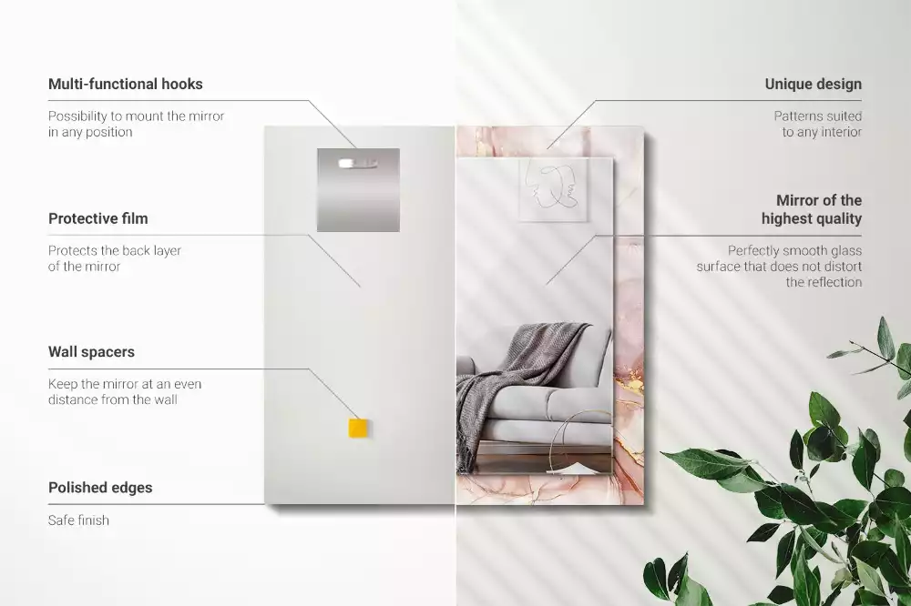 Lustro prostokątne z nadrukiem w stylu abstrakcyjnej akwareli