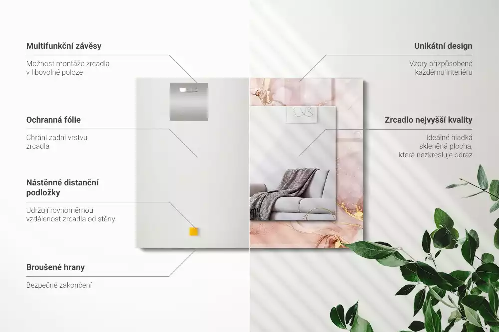 Lustro prostokątne z nadrukiem w stylu abstrakcyjnej akwareli