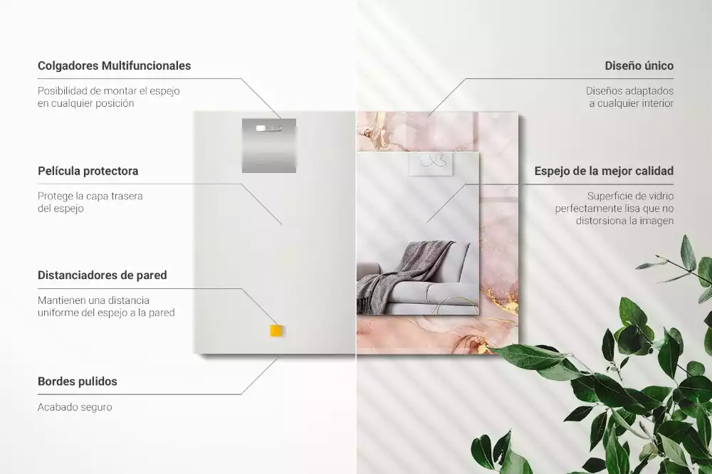 Lustro prostokątne z nadrukiem w stylu abstrakcyjnej akwareli