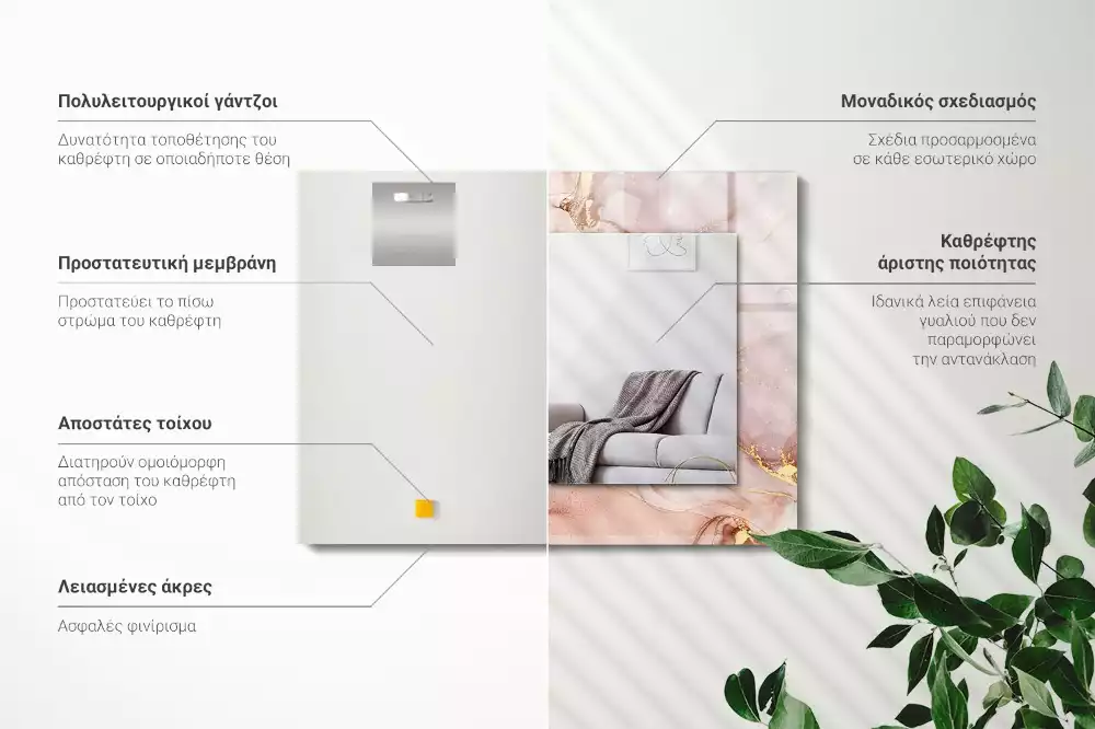 Lustro prostokątne z nadrukiem w stylu abstrakcyjnej akwareli