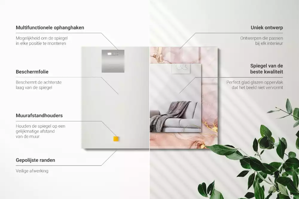 Lustro prostokątne z nadrukiem w stylu abstrakcyjnej akwareli