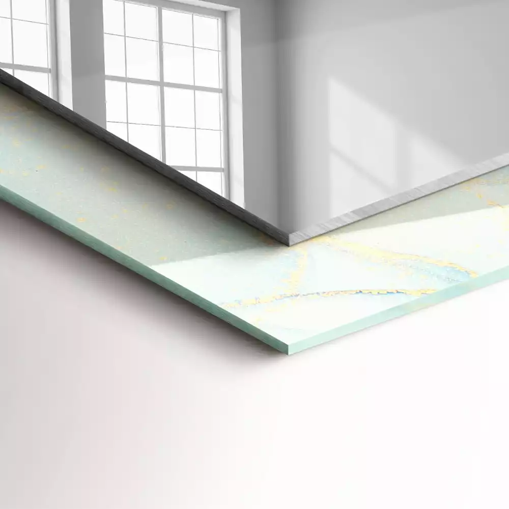 Lustro prostokątne z nadrukiem w stylu abstrakcyjnej akwareli