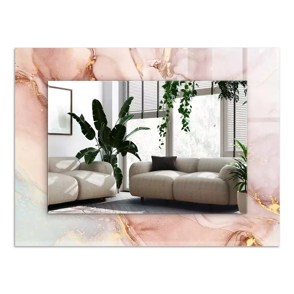 Lustro prostokątne z nadrukiem w stylu abstrakcyjnej akwareli