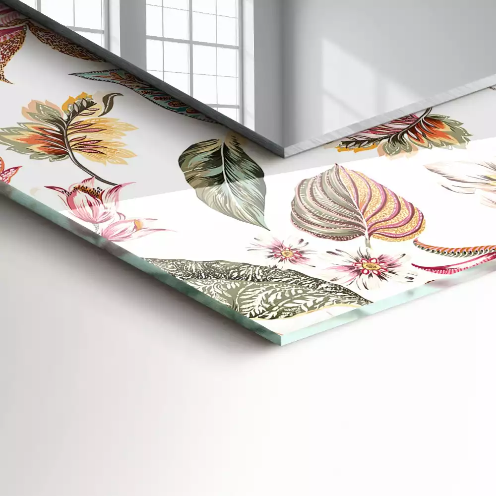 Lustro dekoracyjne prostokątne z motywem kwiatów i liści