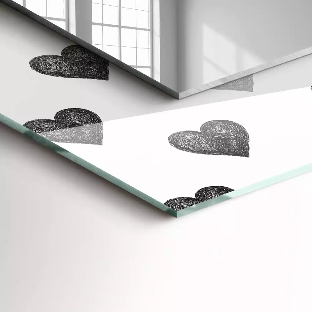 Lustro prostokątne z nadrukiem czarnych serc