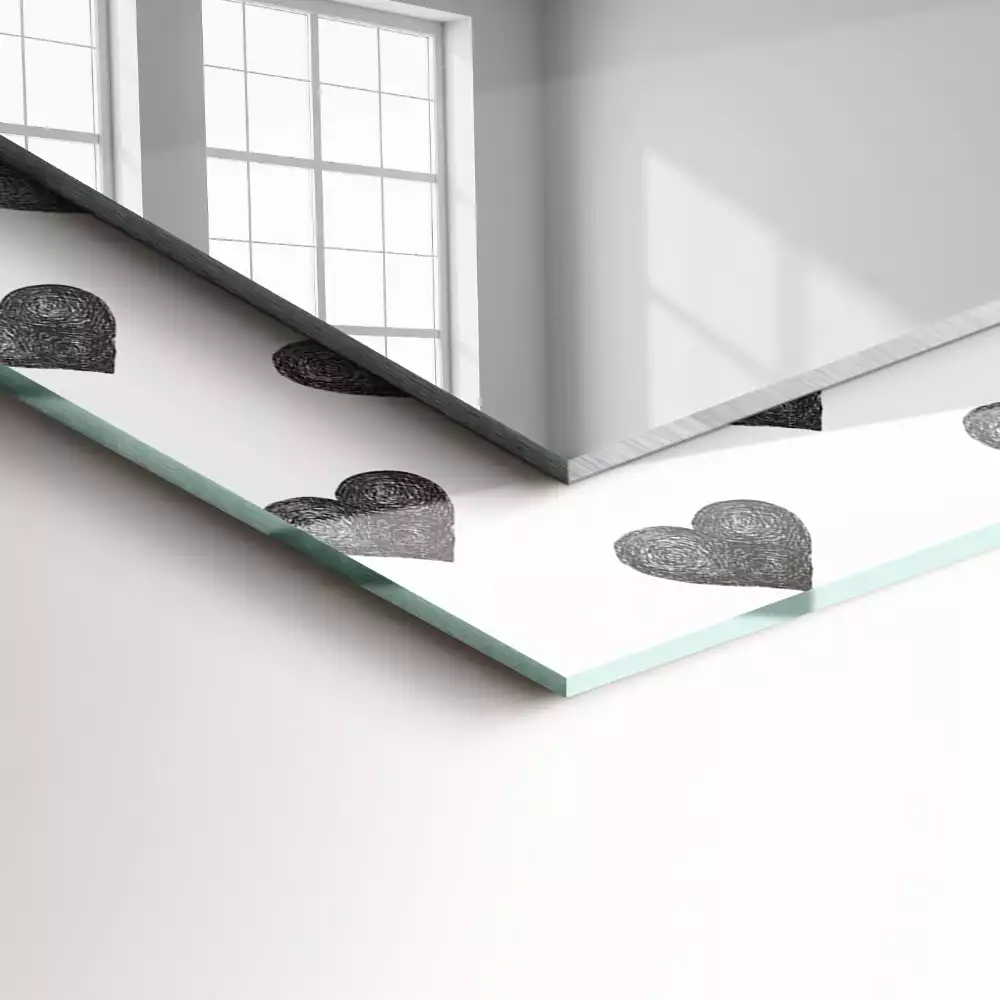 Lustro prostokątne z nadrukiem czarnych serc