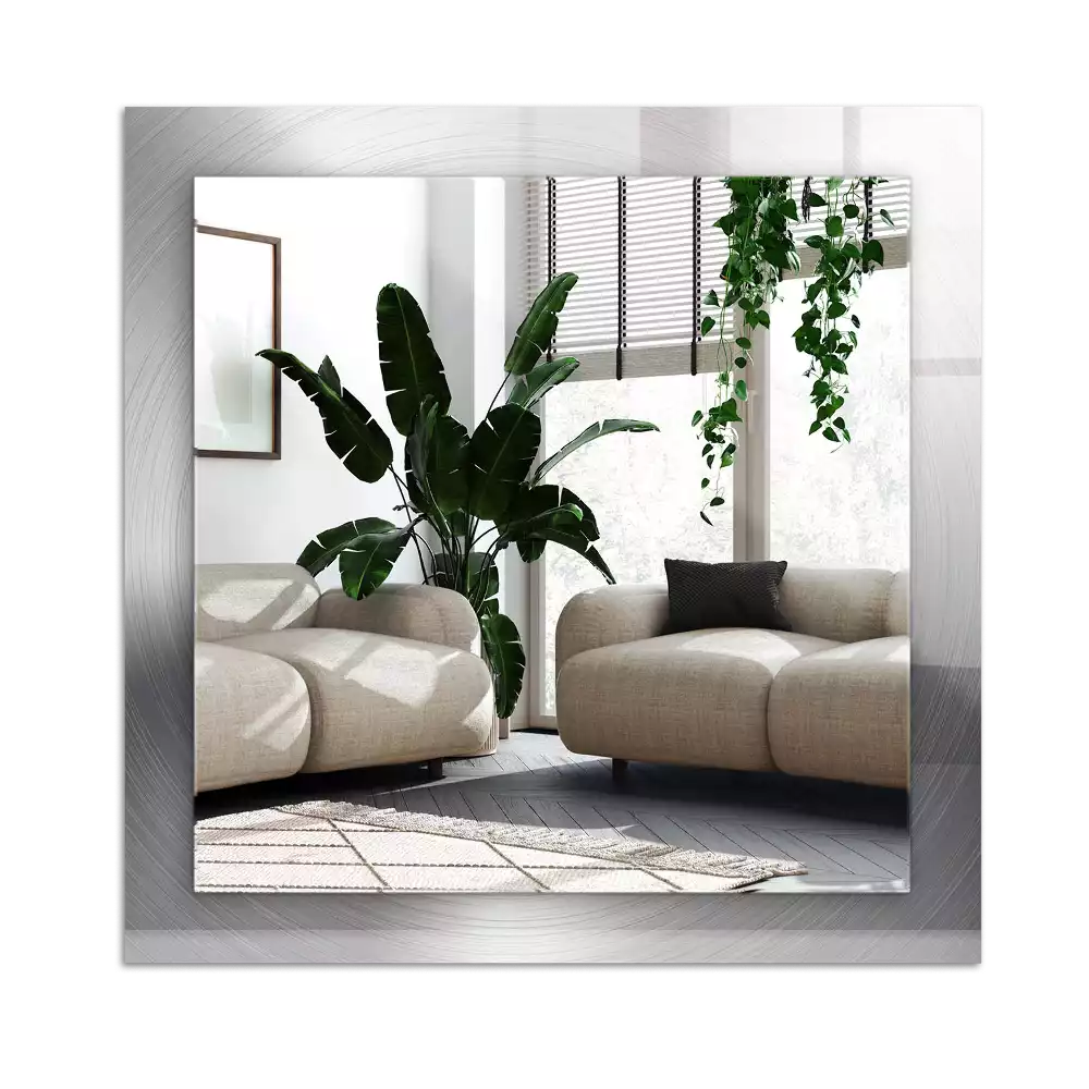 Lustro dekoracyjne z nadrukiem, metalową ramą i prostokątnym szkłem