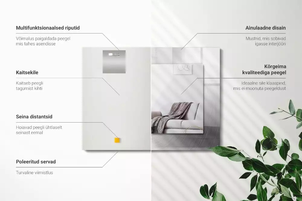 Lustro dekoracyjne z nadrukiem, metalową ramą i prostokątnym szkłem