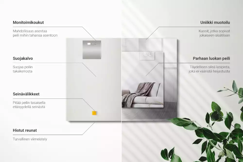 Lustro dekoracyjne z nadrukiem, metalową ramą i prostokątnym szkłem