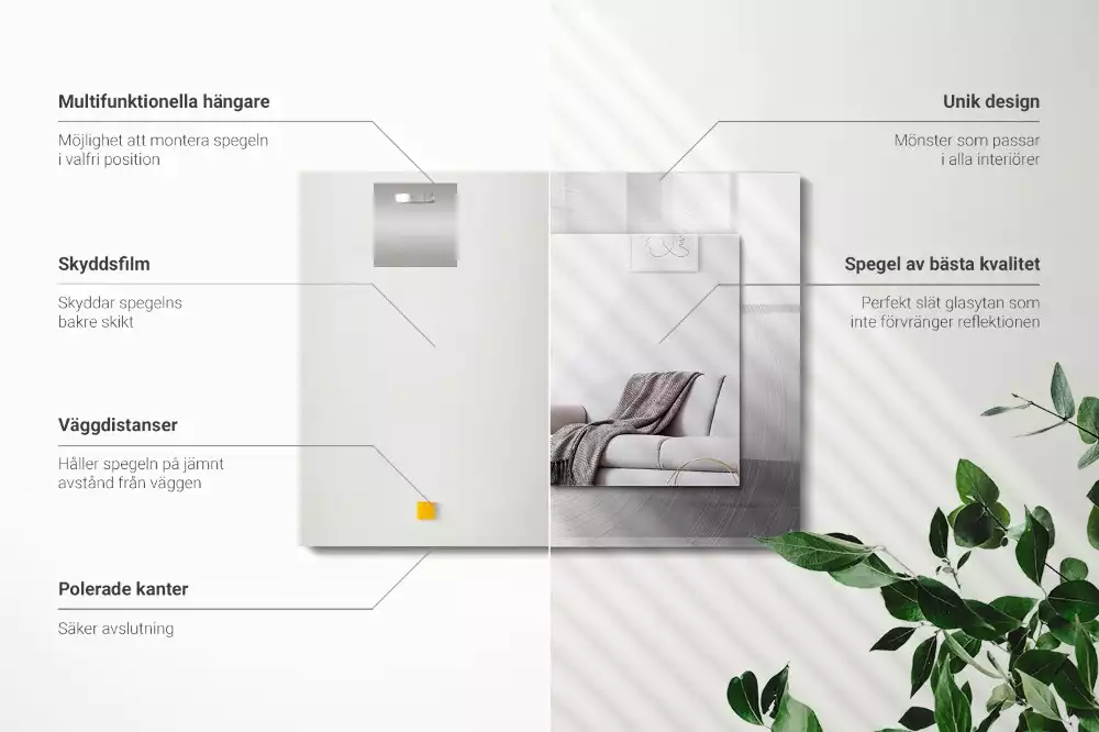 Lustro dekoracyjne z nadrukiem, metalową ramą i prostokątnym szkłem