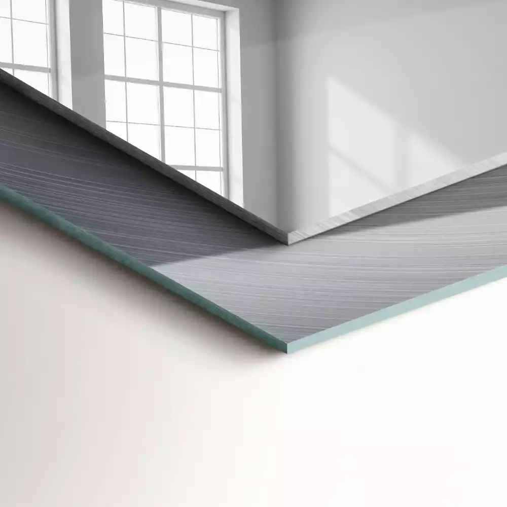 Lustro dekoracyjne z nadrukiem, metalową ramą i prostokątnym szkłem