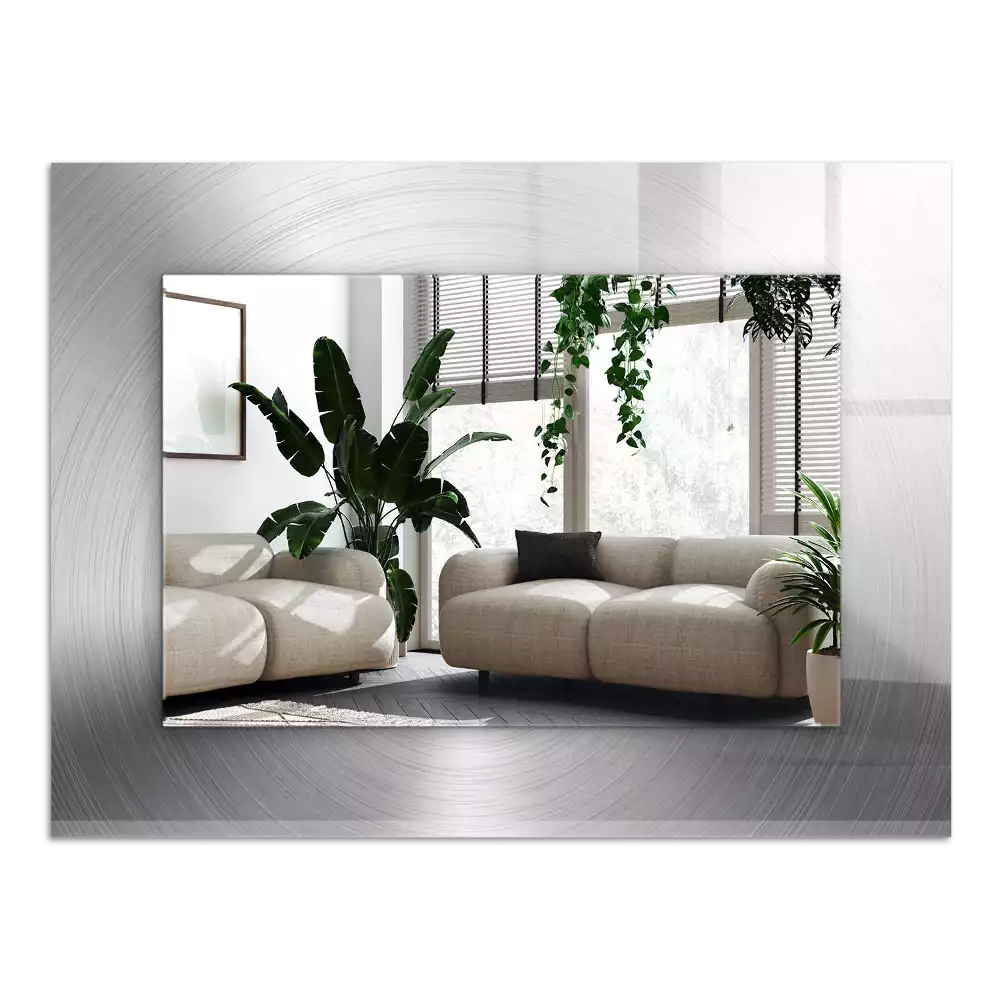 Lustro dekoracyjne z nadrukiem, metalową ramą i prostokątnym szkłem