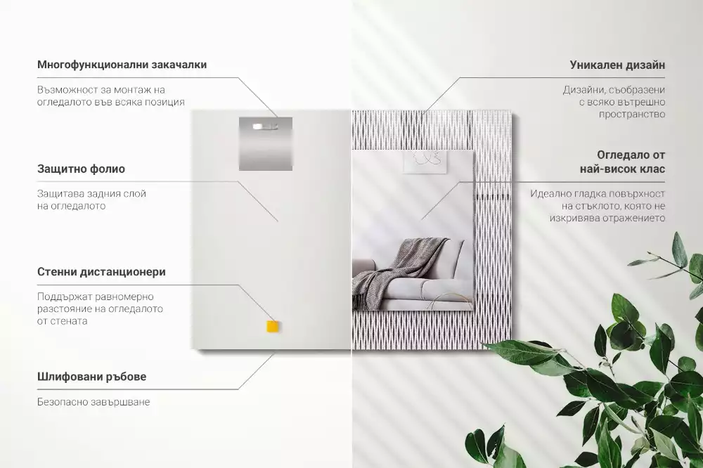 Lustro dekoracyjne prostokątne z motywem tkaniny tekstylnej