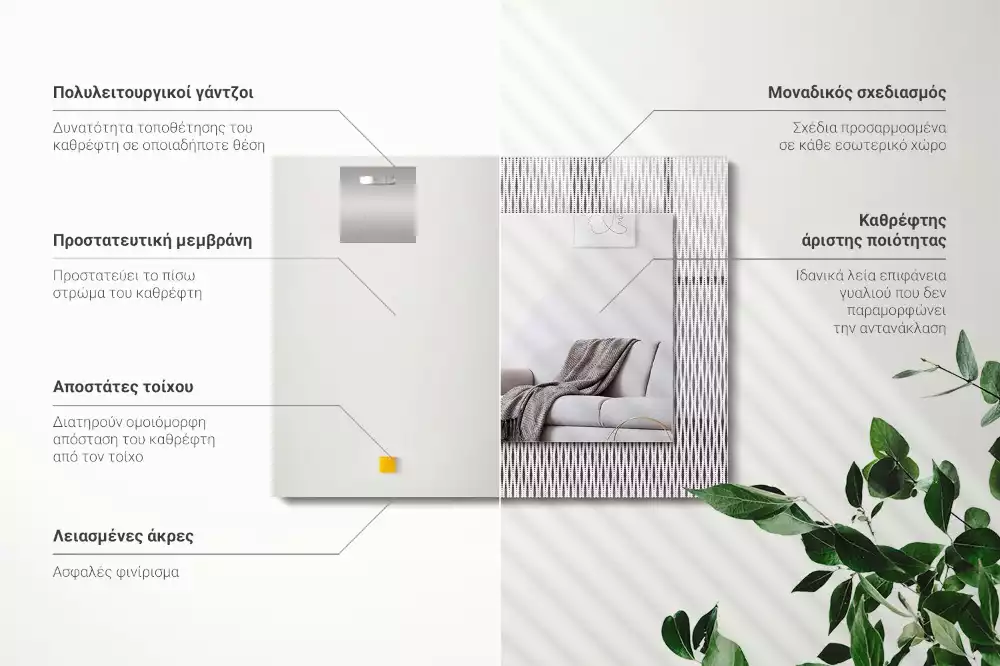 Lustro dekoracyjne prostokątne z motywem tkaniny tekstylnej