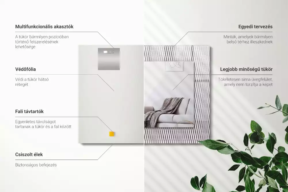 Lustro dekoracyjne prostokątne z motywem tkaniny tekstylnej