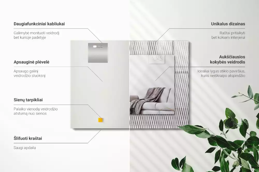 Lustro dekoracyjne prostokątne z motywem tkaniny tekstylnej