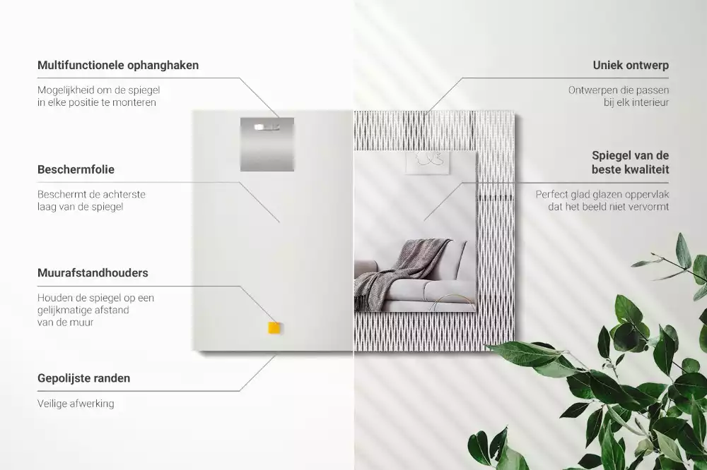 Lustro dekoracyjne prostokątne z motywem tkaniny tekstylnej