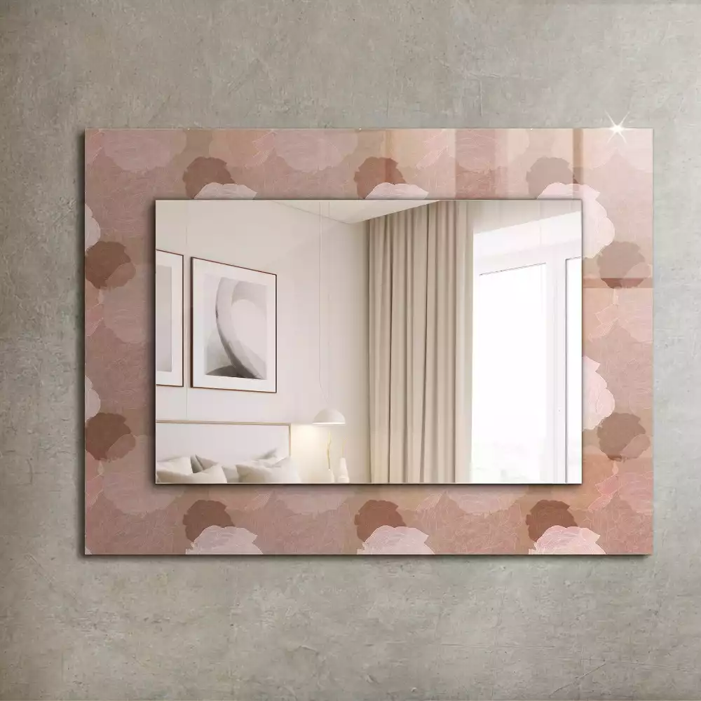 Lustro z nadrukiem w motywie piwonii w kształcie prostokąta