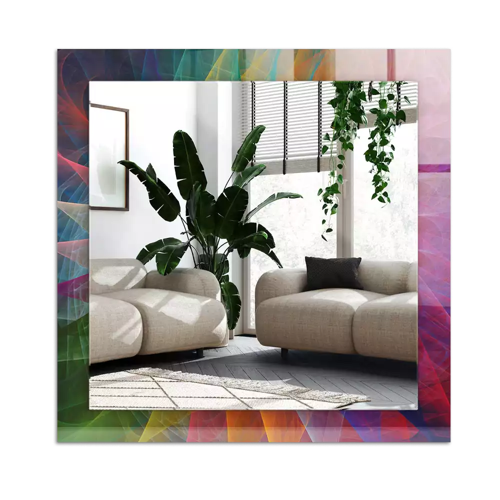 Lustro dekoracyjne z nadrukiem przedstawiającym kolorową abstrakcyjną spiralę