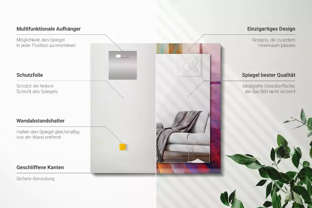 Lustro dekoracyjne z nadrukiem przedstawiającym kolorową abstrakcyjną spiralę