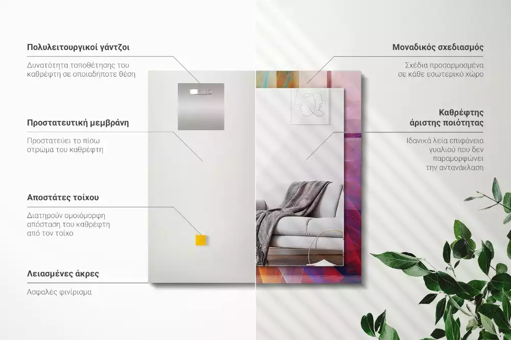 Lustro dekoracyjne z nadrukiem przedstawiającym kolorową abstrakcyjną spiralę