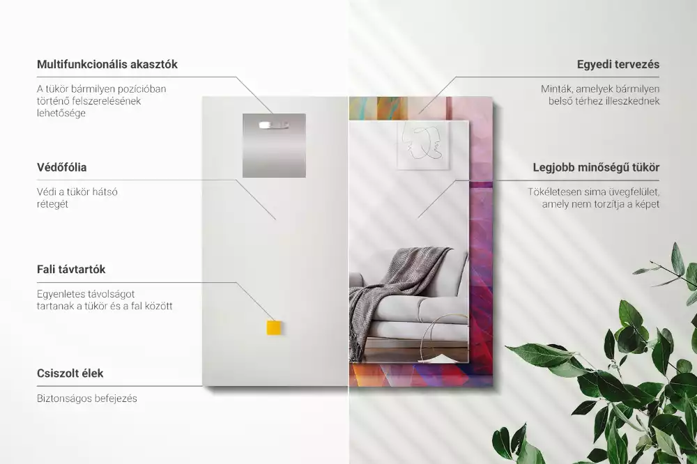 Lustro dekoracyjne z nadrukiem przedstawiającym kolorową abstrakcyjną spiralę