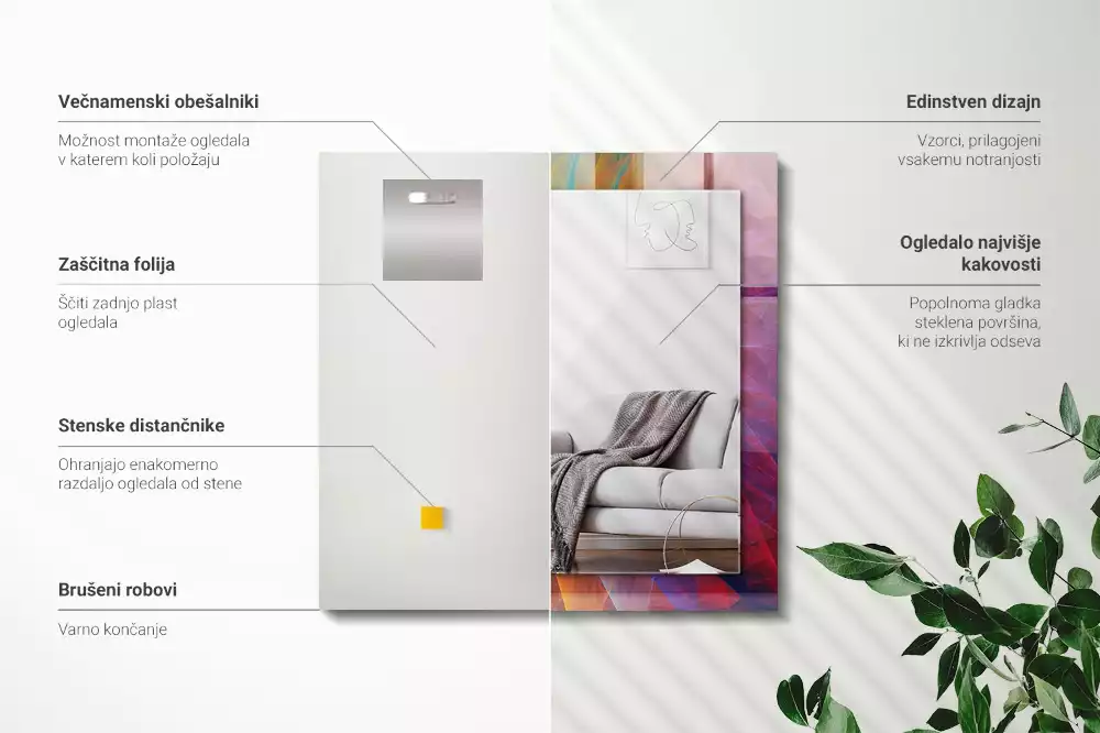 Lustro dekoracyjne z nadrukiem przedstawiającym kolorową abstrakcyjną spiralę